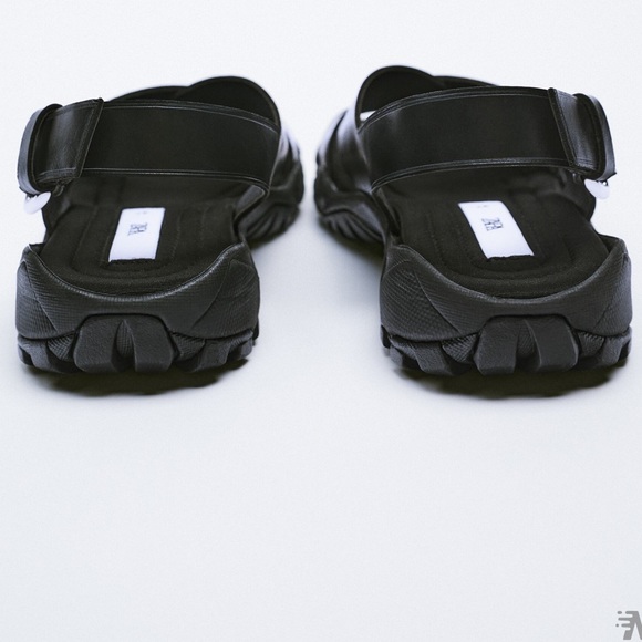 NWT Zara Vibram soled leather sandals lug trek black urban city size 39 - Picture 6 of 12